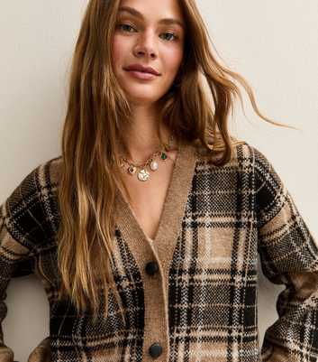 Brown Checked Cardigan