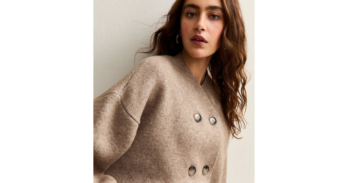 Mink Double Breasted Button Front Cardigan | New Look