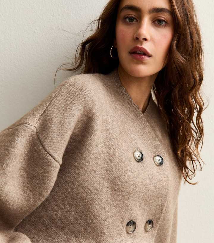 Mink Double Breasted Button Front Cardigan