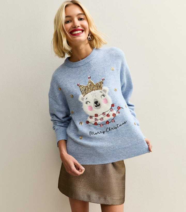Light Blue Polar Bear Christmas Jumper