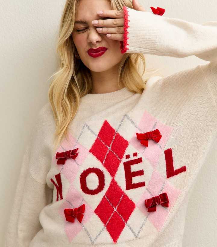 Cream Argyle Noel Jumper