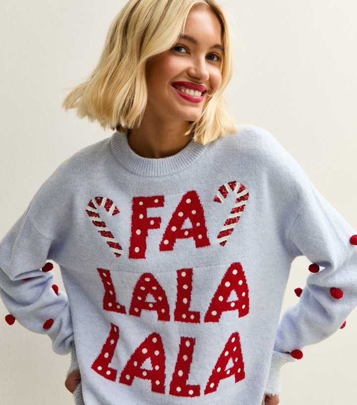 Blue Fa Lala Lala Crew Neck Christmas Jumper