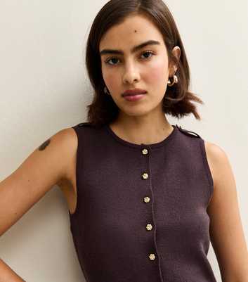 Light Purple Compact Knit Button Front Waistcoat