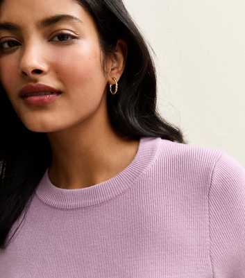 Lilac Ribbed Knit Crew Neck Jumper