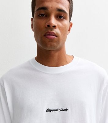 Jack & Jones White Regular Logo Long Sleeve Crew Neck Top | New Look