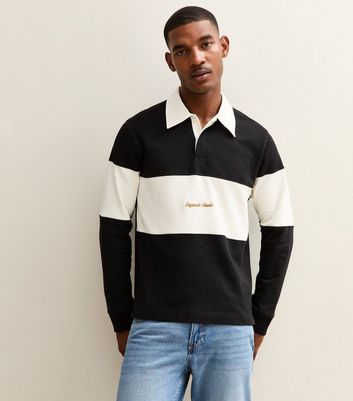 Jack Jones Black Stripe Long Sleeve Polo Top New Look