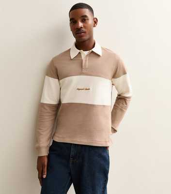 Jack & Jones Light Brown Stripe Long Sleeve Polo Top