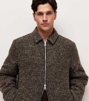 Jack & Jones Dark Brown Textured Zip Up Jacket