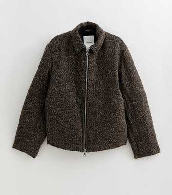 Jack & Jones Dark Brown Textured Zip Up Jacket