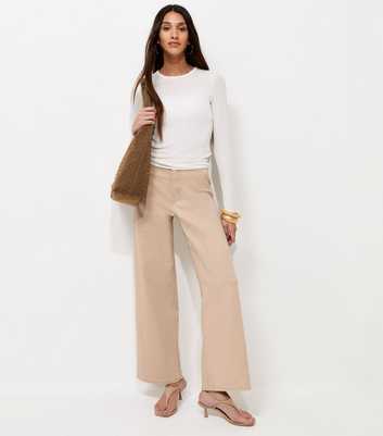 Stone High Waist Stretch Denim Wide Leg Jeans