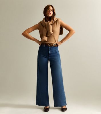 Blue High Waist Stretch Denim Wide Leg Jeans | New Look