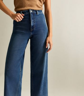 Blue High Waist Stretch Denim Wide Leg Jeans | New Look