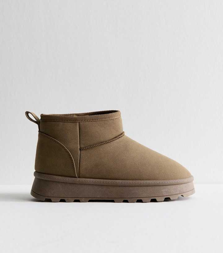 Light Brown Faux Suede Lined Ankle Boots