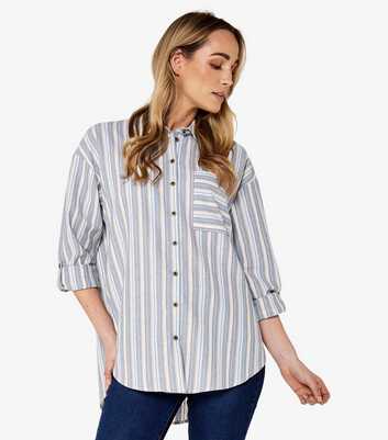 Apricot Blue Striped Oversized Shirt