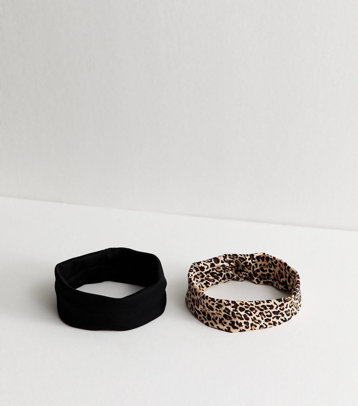 New Look Women's Brown Pattern Pack Of 2 Black And Leopard Print Headband