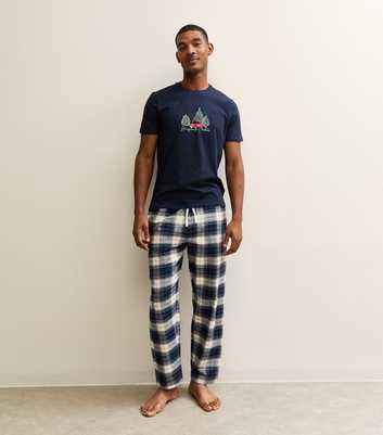 Navy Christmas Print Top and Bottoms Pyjama Set