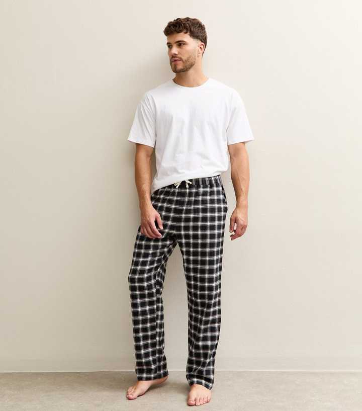 Black Regular Fit Check Pattern Pyjama Bottoms | New Look