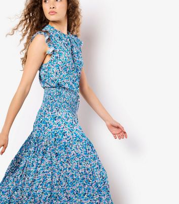 Newlook Teal Maxi Skirt Apricot Blue Floral Print Tiered Maxi Skirt