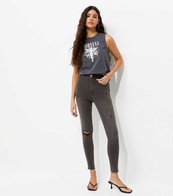 Black Hallie Disco Ripped Skinny Jeans