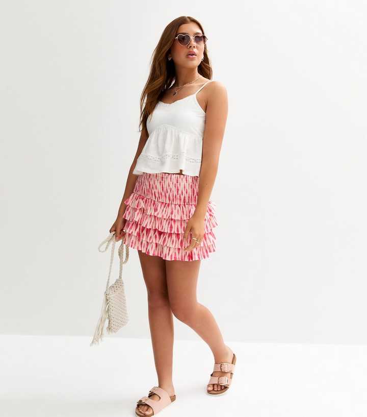 Girls Pink Abstract Print Rara Skort New Look - Main Image