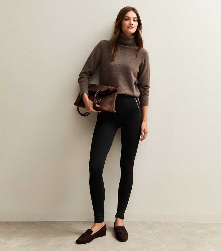 Tall Black Ponte Zip Pocket Leggings
