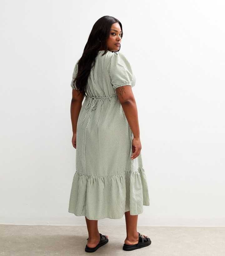 green emerald velvet dress Green Gingham Tiered Milkmaid Maxi Dress by Daisy Street – Black Salt main image 0