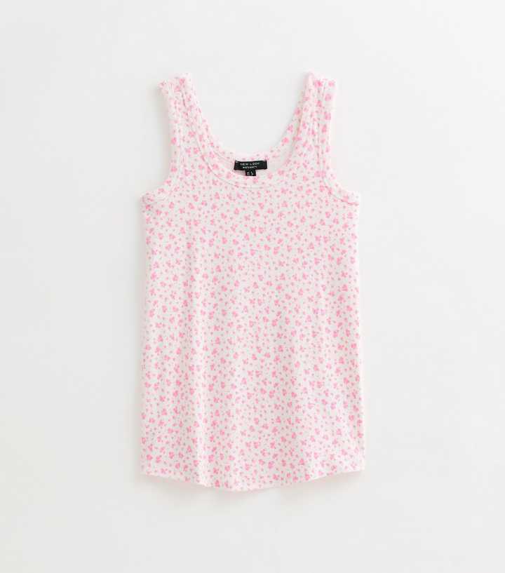 Maternity White Floral Print Scoop Neck Vest