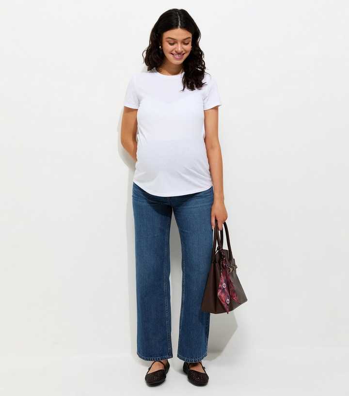 Maternity Blue Over Bump Adalae Wide Leg Jeans