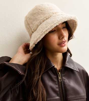 Cream Borg Bucket Hat