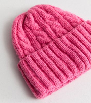 Hot Pink Cable Chunky Beanie | New Look