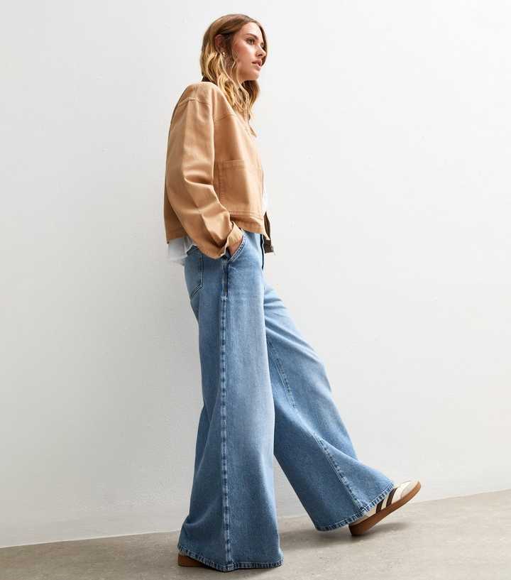 Blue Palazzo Wide Leg Jeans