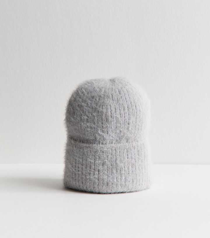 Grey Fluffy Knit Beanie