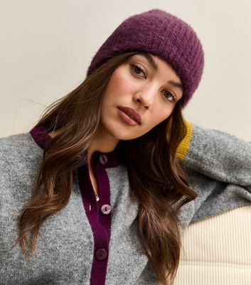 Burgundy Fluffy Knit Beanie