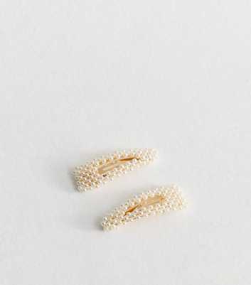 Cream Pack Of 2 Faux Pearl Slides