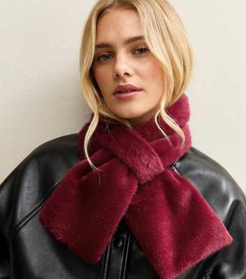 Dark Red Faux Fur Neck Scarf