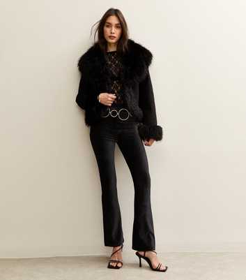 Black Corduroy Kick Flare Trousers