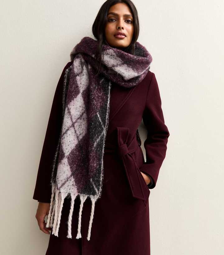 Burgundy Argyle Check Scarf