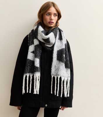 Grey Atlanta Logo Fringed Scarf