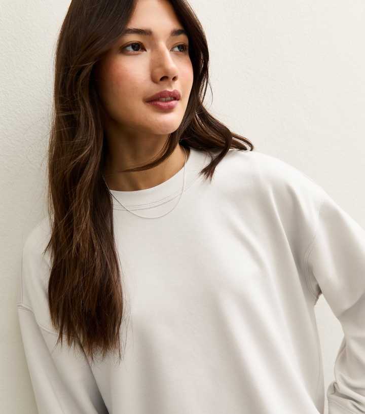Premium Light Grey Oversized Crew Neck Sweatshirt