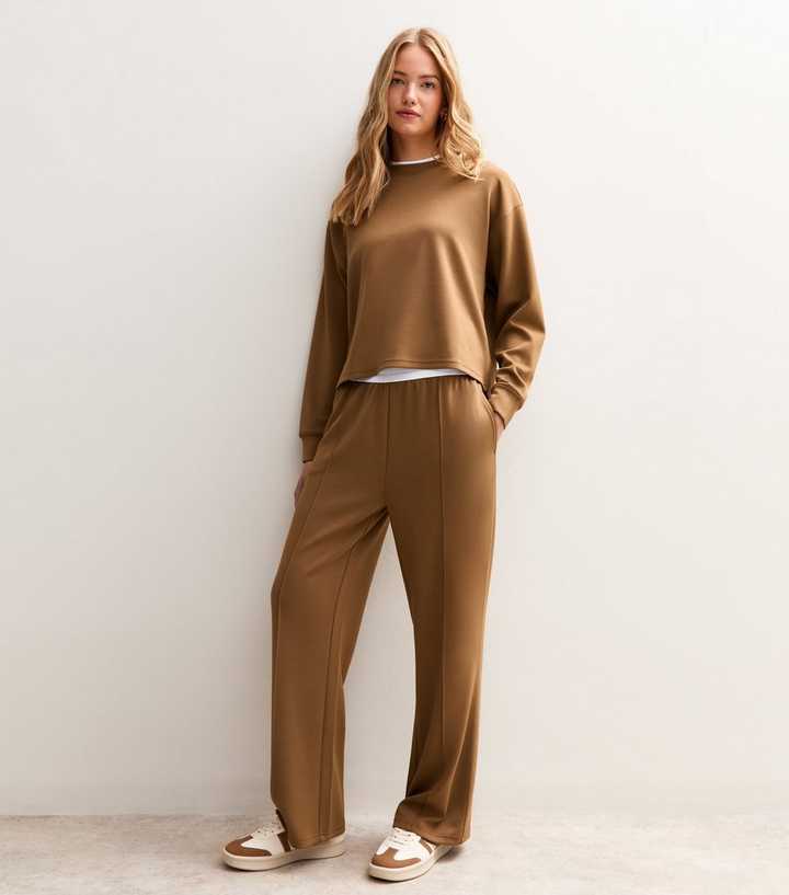 Premium Camel Elasticated Waist Wide Leg Joggers