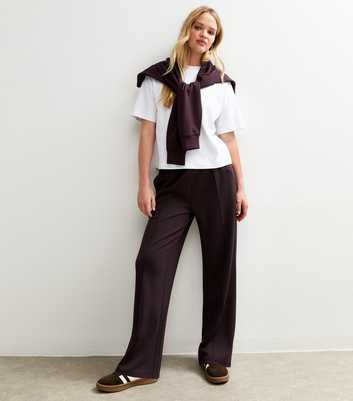 Premium Burgundy Elasticated Waist Wide Leg Joggers