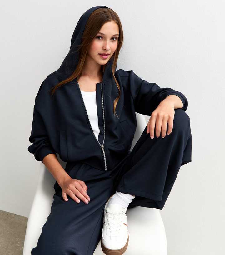 Girls Navy Zip Up Hoodie