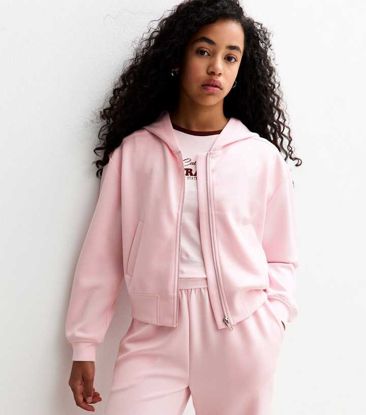Girls Light Pink Zip Up Hoodie