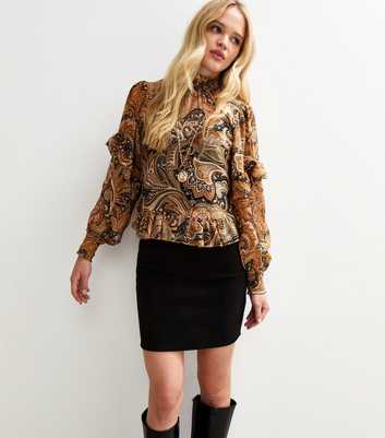Black Corduroy Tube Mini Skirt
