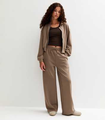 Girls Light Brown Soft Touch Wide Leg Joggers