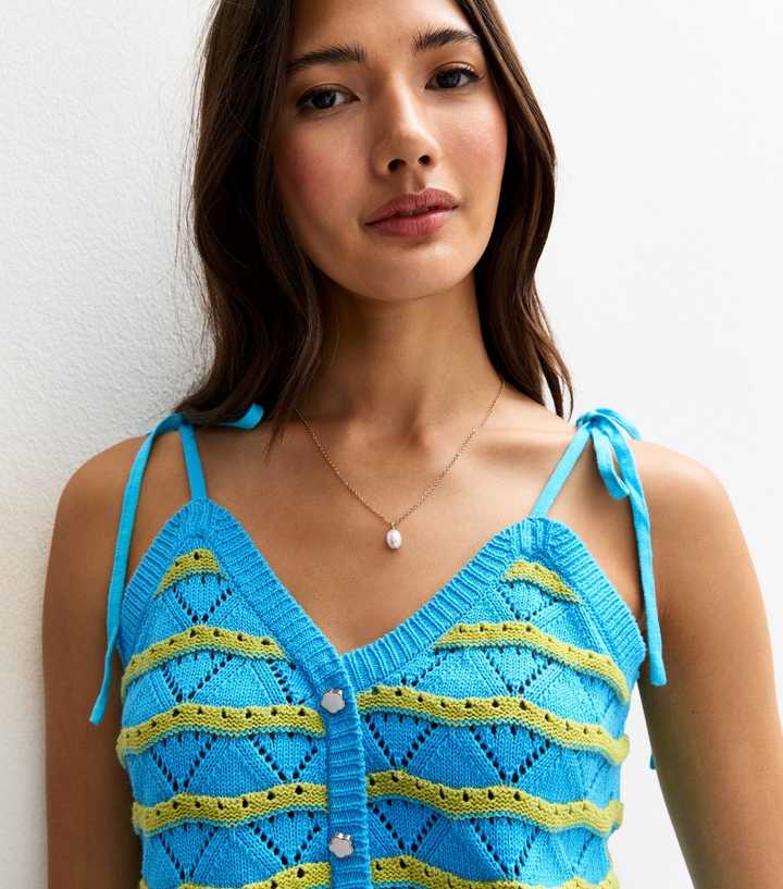 Sunshine Soul Multicolour Pointelle Knit Striped Top