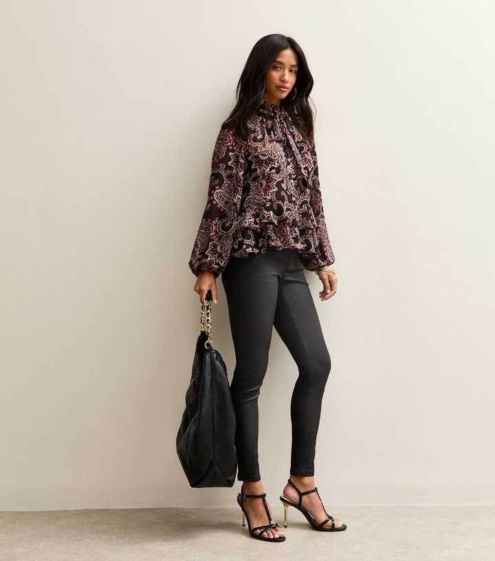 Petite Black Coated Lift & Shape Jeggings