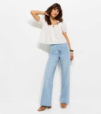 Tall Light Blue High Waist Wide Leg Stretch Denim Jeans