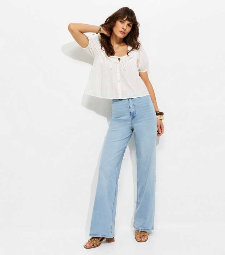 Tall Light Blue High Waist Wide Leg Stretch Denim Jeans