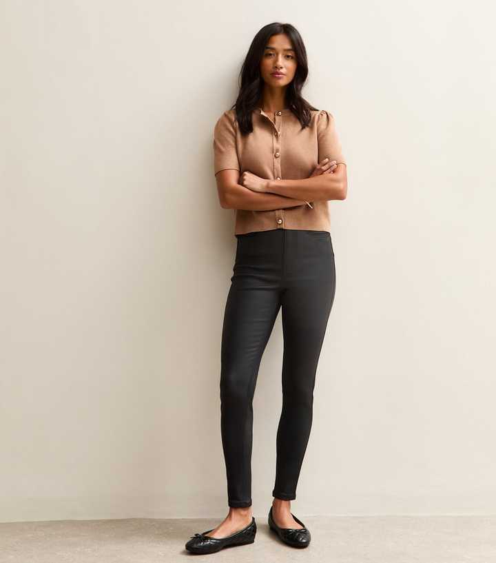 Petite Black Coated Lift & Shape Jeans